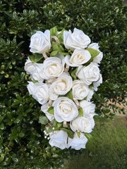 14″ White Gold Pearls Bridal Bouquet – Wedding & Anniversary Flowers