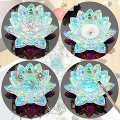 OwnMy Crystal Lotus Flower 5.12 inches x 4.92 x 2.76 inches, Ab Color