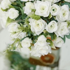 IVORY 4 Bushes 12″ Silk Roses Artificial FLOWERS Bouquets Party Home Decorations