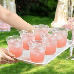 100 Round Bottom Plastic Cups 12 oz Disposable Stemless Wine Glasses