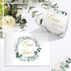 Geyee 3 Pcs Wedding Guest Book Set, Wedding Reception Registry Book with Pen and