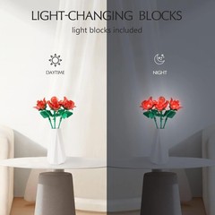 Artistic Rose Bouquet Building Kit with LED Lights – Perfect Gift for Her
