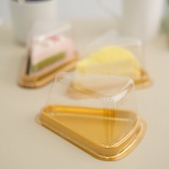 50 Gold Clear Triangle Cake Slice Boxes Plastic FAVOR HOLDERS Events Decorations