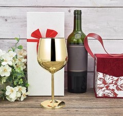 Set of 6 18 oz Stainless Steel Gold Wine Glass Unbreakable