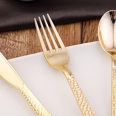 Gold Hammered Design Forks Party Wedding Disposable Tableware Banquet Supplies