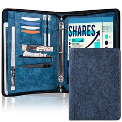 Calfinder Embossed Portfolio Binder 3 Ring,Leather Portfolio for Men,Padfolio…