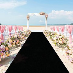 Fanproms Black Aisle Runner 4Ftx15Ft Aisle Runner For Wedding Ceremony Velvet