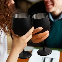 Lifecapido Stainless Steel Wine Glasses Set of 2, 18oz Stainless Steel Stem W…