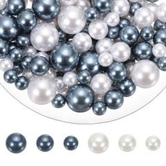 200 Pcs Pearl Bead for Vase Filler, 20/14/10mm Floating Beads(Dark Gray White)