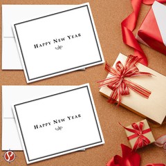 2025 «Happy New Year» Holiday Greeting Cards & Envelopes, Blank Inside, 25 Qty
