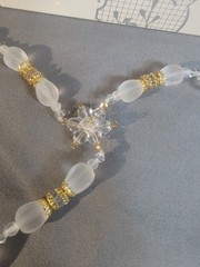 Vintage WEDDING LASSO~GLASS & ACRYLIC BEADS GOLD CROSS LAZO DE BODA~Religious