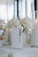 Marble Table Number Signs w/ Clear Acrylic Stands Wedding 16 numbers available