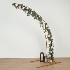 8 ft GOLD Half Crescent Moon Floral Display Frame Arch BACKDROP STAND Events