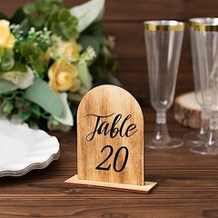 Natural 20 Rustic 4.5″ Wooden Arch Table Numbers 1-20 Set Removable Base Party