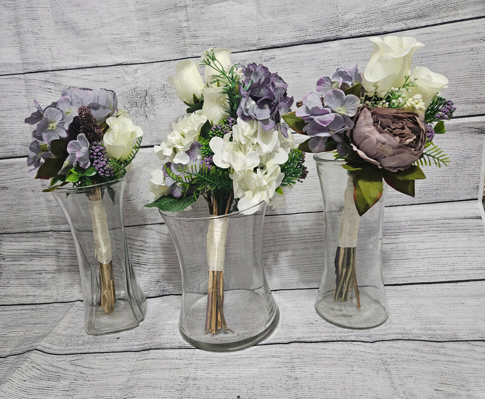 Wedding Table Centerpieces, Reception Centerpieces, Vintage, Dusty Purple, Ivory