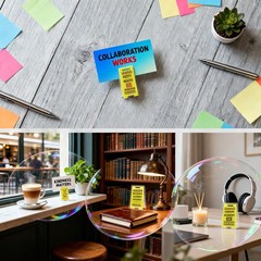 12 pcs Office Note Holder Clips, Mini Acrylic Yellow Caution Desk
