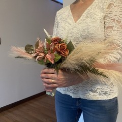 Bridal Wedding Bouquet Hand made Budget Friendly Faux Flowers White Pink Green
