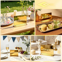 6 Pieces Gold Reserved Table Signs, Reserved Seating Sign, Reserve Signs for Wed