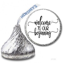 108 Welcome to Our Beginning Wedding Favors Hershey Kiss Stickers Candy Wrappers