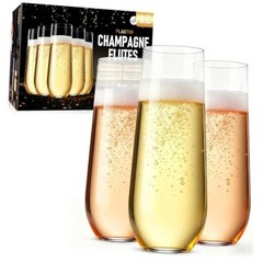12 Pack Stemless Plastic Champagne Flutes, 9 oz Disposable 12-Pack Clear