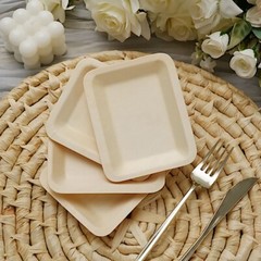 5″ x 4″ Natural Sustainable Bamboo Mini Rectangular Plates Disposable Tableware