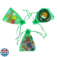 Bezall 50Pcs Green Organza Bags 5×7 Inch, Sheer Jewelry Bag Drawstring Christ