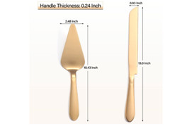 Elegant Wedding Cake Cutting Set Gold Knife Server Rounded Edges Pie Cutter Food