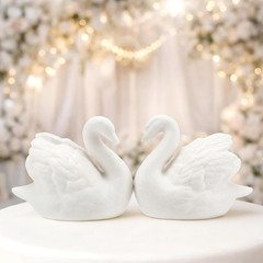 Hoteam 2 Pcs Swan Cake Topper Couple Wedding Cake Toppers Decor Vintage Elegant