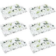 6 PCS Artificial Flower Wall Panel White Hydrangea Rose Wedding Backdrop Decor