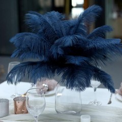 12 pcs 13-15″ long Navy Blue Genuine Ostrich FEATHERS Wedding Party Centerpieces