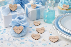 100 qty 1″ It’s A Boy! Wood Hearts Table Confetti Wooden Wedding Decor