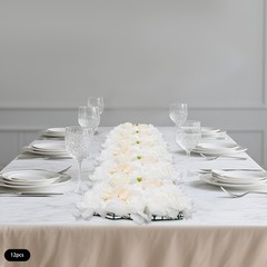 12PCS White Silk Artificial Flower Wall Panels Backdrop With 100 Cable Ties