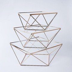 3 GOLD CLEAR Metal Glass Geometric CAKE STANDS Party Wedding Events Decorations
