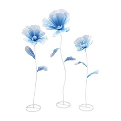 3pcs Blue Giant Artificial Flower 1.2/1.4/1.7m Decoration for Wedding Background