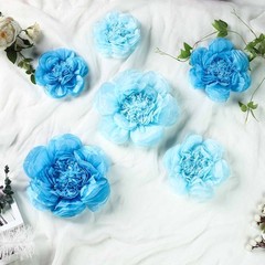 12 pack 7″ 9″ 11″ Periwinkle and Turquoise Tissue Paper Peony Flowers Backdrop