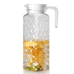 Acrylic Pitcher 37 oz, Unbreakable Clear Plastic Pitcher with Lid, BPA Diamond
