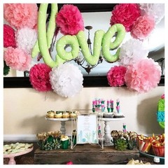 5pcs 6″-10″ Tissue Paper Wedding Baby Shower Birthday Party Pom Poms Toy