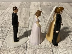 Vintage Wedding Cake Topper 1950’s Bride and Groom Bridesmaid Figurines Plastic