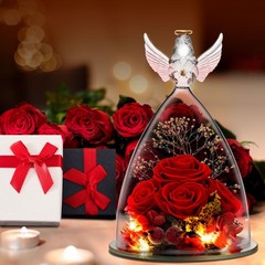 Birthday Day Rose Gifts for Women, Preserved Flowers Gift Mom, Red
