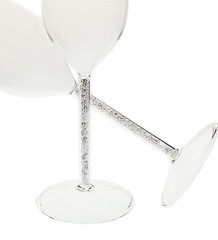 Mr & Mrs 2 Champagne Glasses Crystal Filled Stems Flutes Wedding Bride Groom