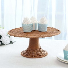 12″ Natural Plastic Rattan Wicker Pedestal Cake Stand Wedding Decorations