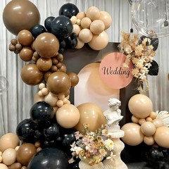Black Brown Nude White Balloon Garland Arch Kit, 167Pcs Black Brown White