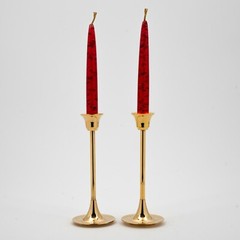 Candle Holder Brass Contemporary Wedding Reception Taper Candles 7″ High Set/2