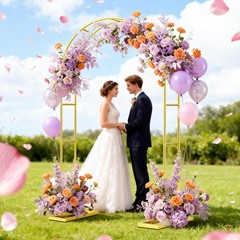 7.2FT Metal Wedding Arch Stand Gold Square Arched Backdrop 7.2FT, Matte