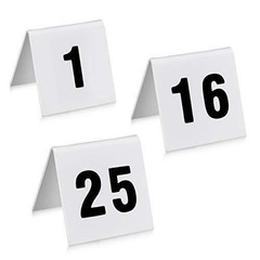 New Star Foodservice 26757 Double Sided Plastic Table Numbers, 1-25, Acrylic,