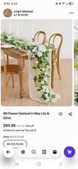 Ling’s Moment Artificial Floral Wedding Garland Green/White 6ft 4pc 13.75W