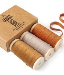 Fall Velvet Ribbon Set 3/8″ x 15 Yd Wooden Spool Khaki Terracotta & Nude