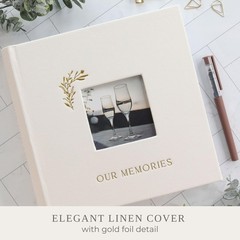 Beige Linen Wedding Photo Album for 4 x 6 Photos 8.8 Inch