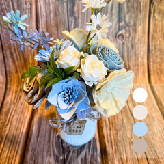Sola Wood Dusty Blue Wedding Floral Table Centerpieces Set of 3 Mason Jar Decor