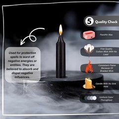 Box of 12 Black Candles | 4 inches Tall & 3/4 inch Diameter Set 12,